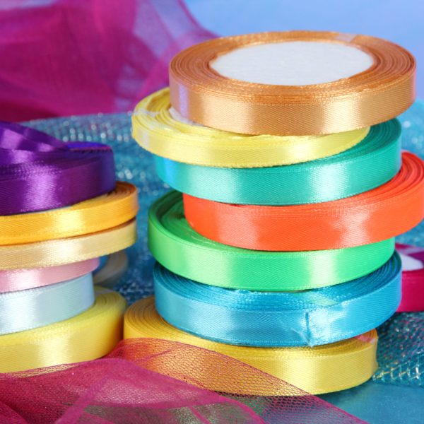 Bright ribbons on bright background